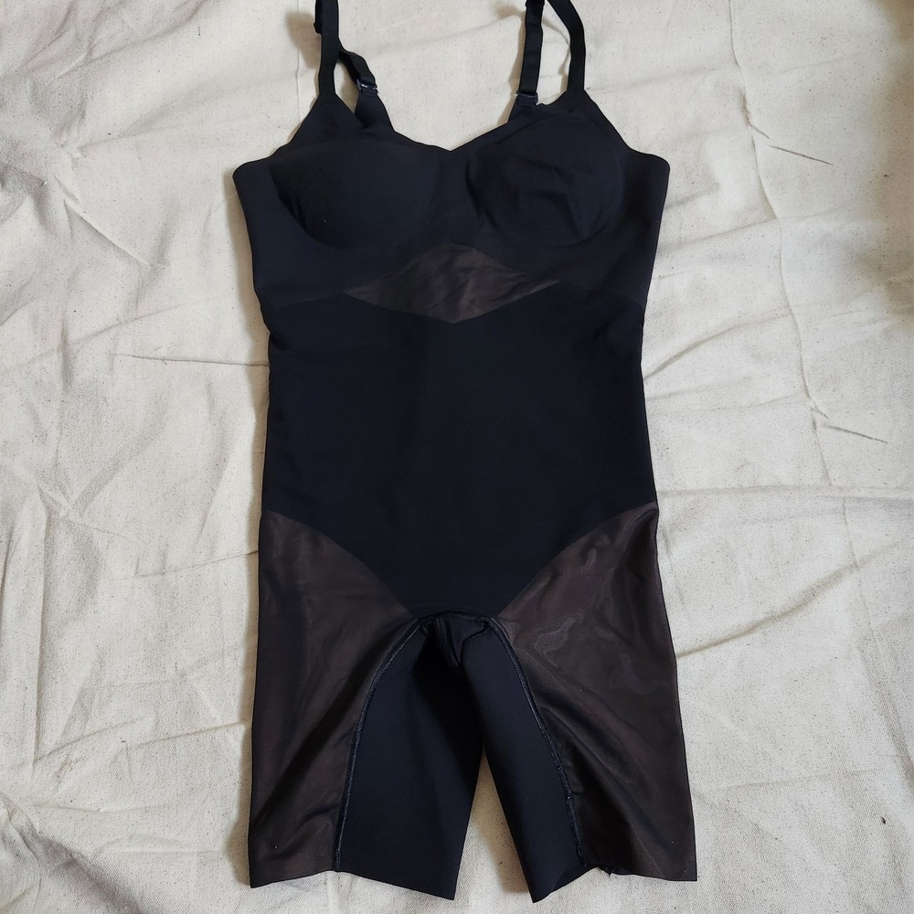 New Honeylove Low Back Mid Thigh Shaper Bodysuit Black Wireless Small Shapewear